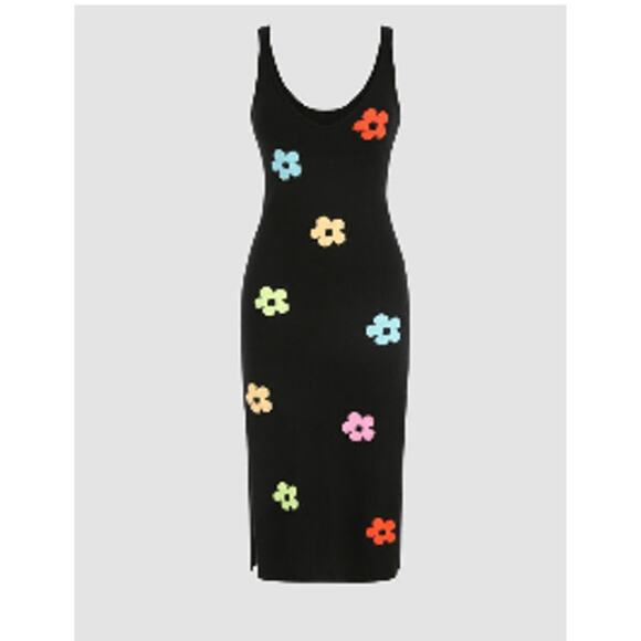 Cider Dresses & Skirts - Cider Black Floral Knit Dress – Size LArge